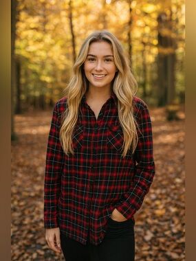 Weatherproof Red and Black Plaid Flannel Shirt